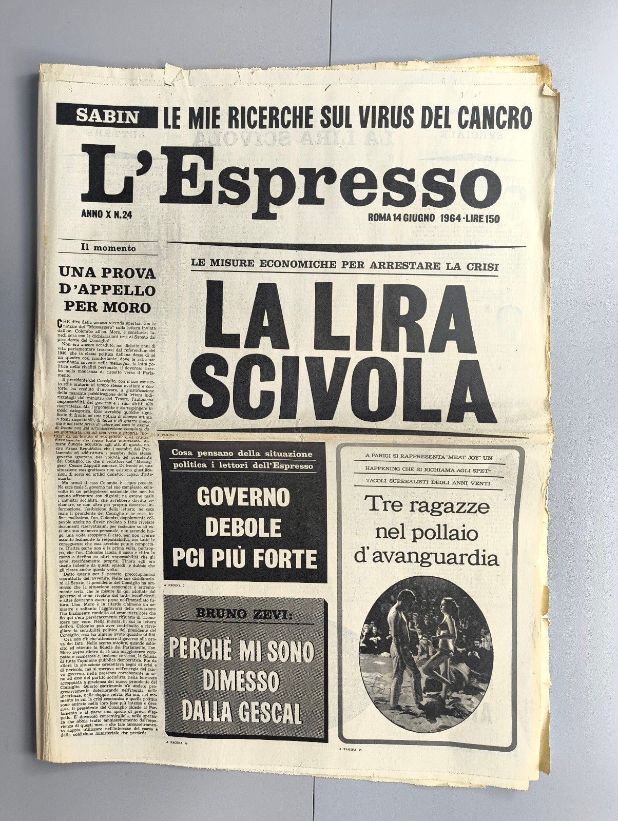L\'ESPRESSO 14 JUNE 1964 ACHILLE PERILLI-RITA RENOIR-SOPHIA LOREN-MARGO FONTYN