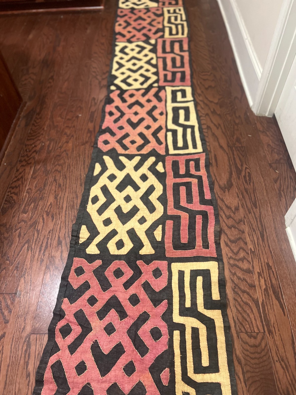genuine 9 feet African (Congo) Kuba Raffia cloth fabric, natural woven handmade