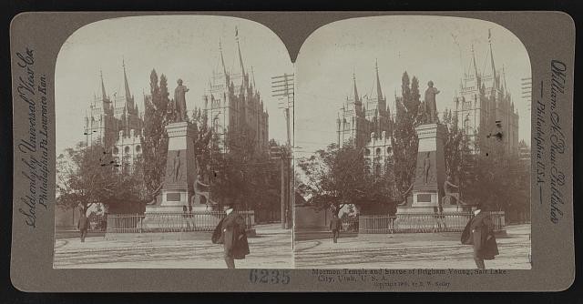 Photo:Salt Lake City Utah Mormon Temple Brigham Young Statue c1905
