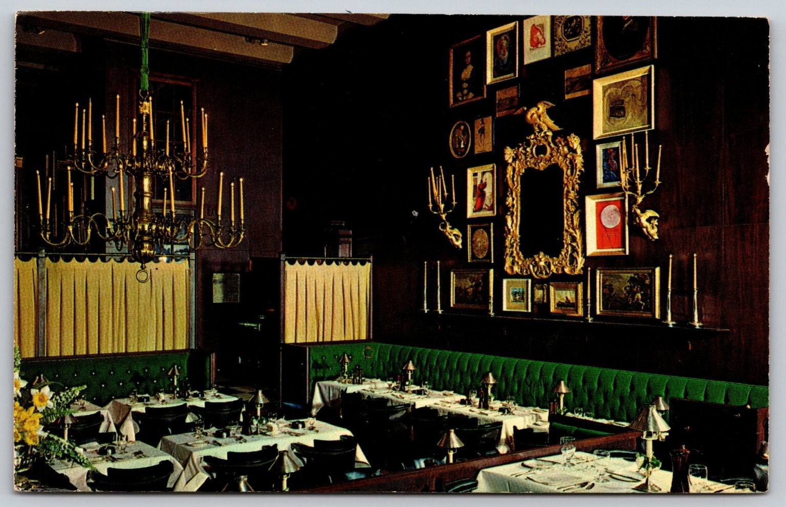 Dublin House Restaurant Seattle WA Postcard 1960s Irish Antiques FDR Stamp E105