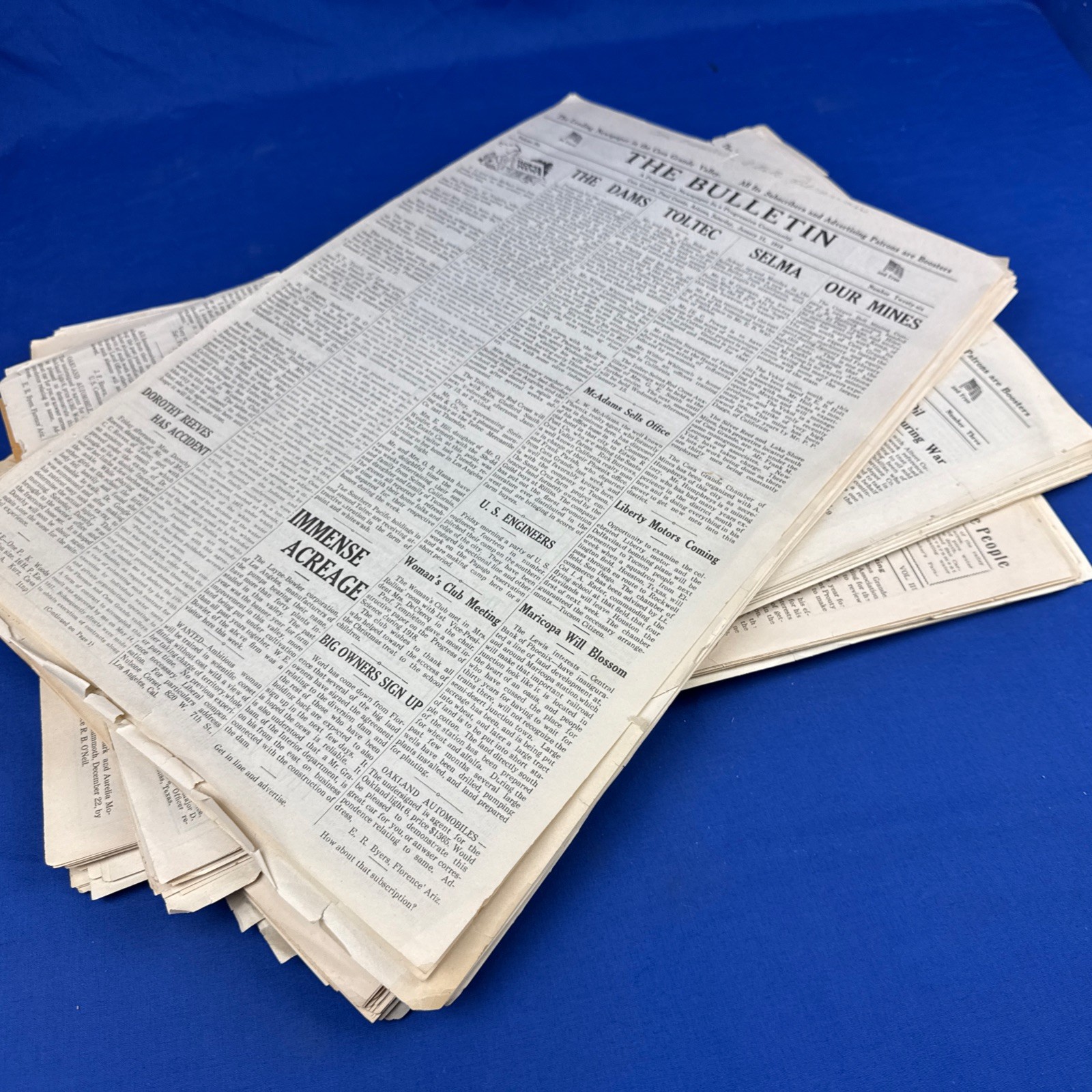100+ Signed CON CRONIN The BULLETIN Newspapers 1916-1919 Casa Grande, AZ