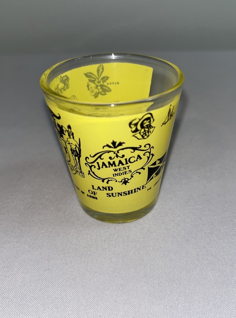 Vintage 1970s Jamaica West Indies Souvenir Shot Glass Travel Collectible Vintage 1970s Jamaica West Indies Souvenir Shot Glass Travel Collectible