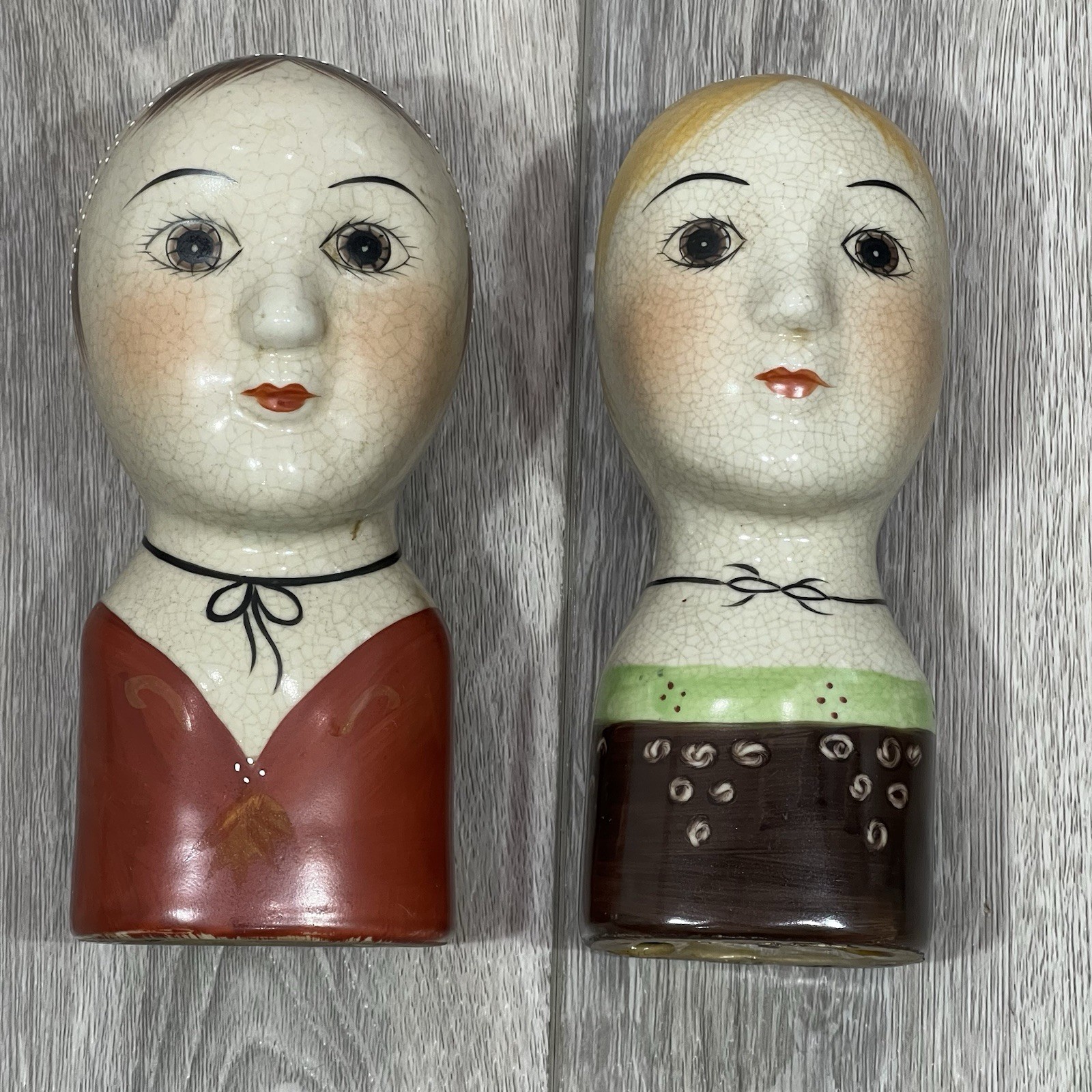 Vintage Scandinavian Folk Art GEMMA TACCOGNA Style Busts Set of 2