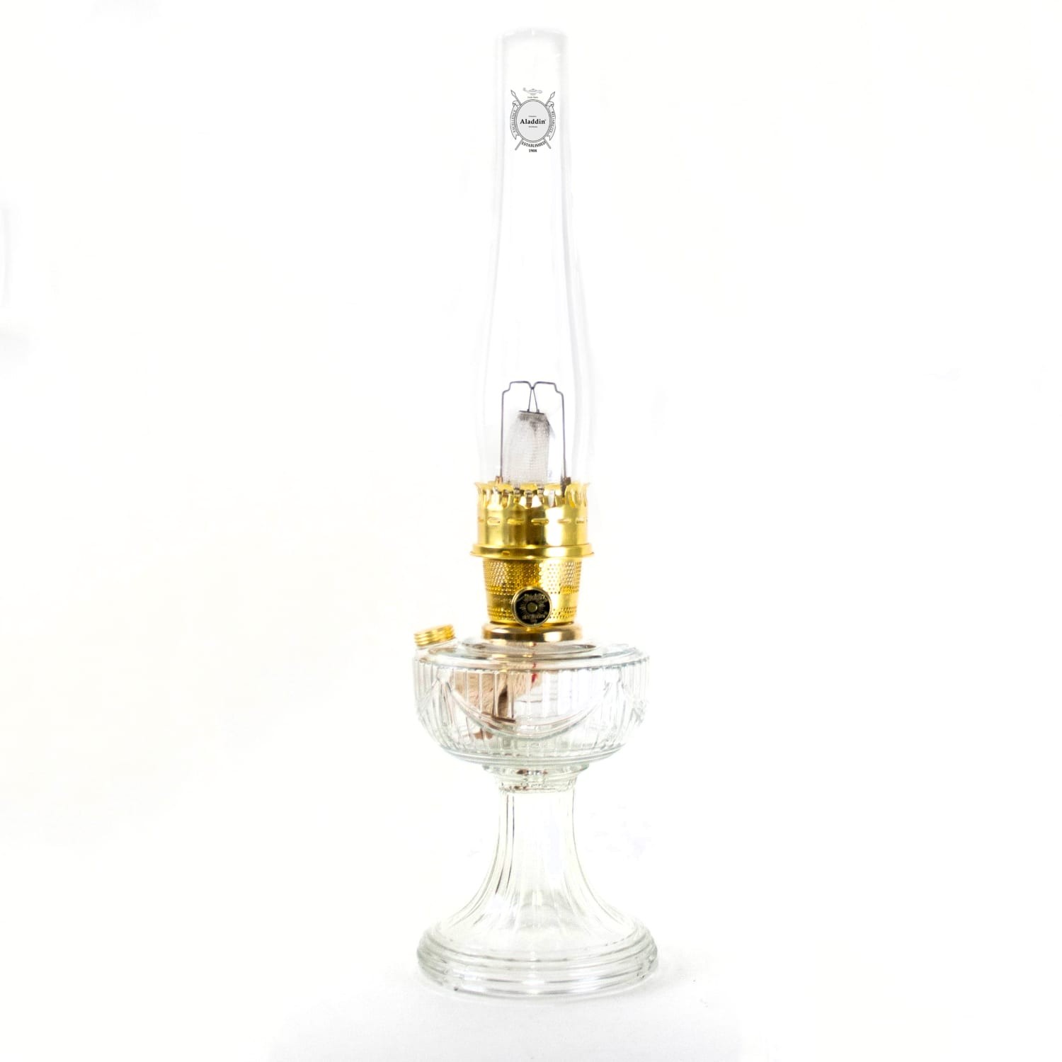Aladdin Lincoln Drape Oil Lamp, Indoor Fuel Lamp, Bright White Light, Brass Trim