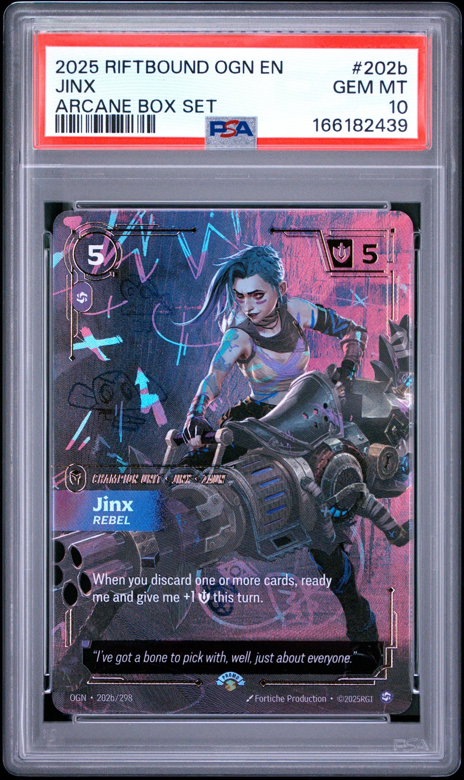 2025 RIFTBOUND: LEAGUE OF LEGENDS OGN-ORIGINS ARCANE BOX SET JINX - REBEL PSA 10