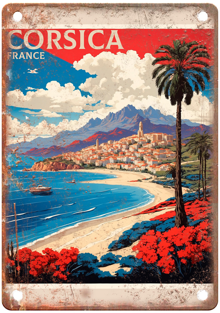 Vintage Corsica France Retro Look Travel Poster Metal Sign T2963 Vintage Corsica France Retro Look Travel Poster Metal Sign T2963