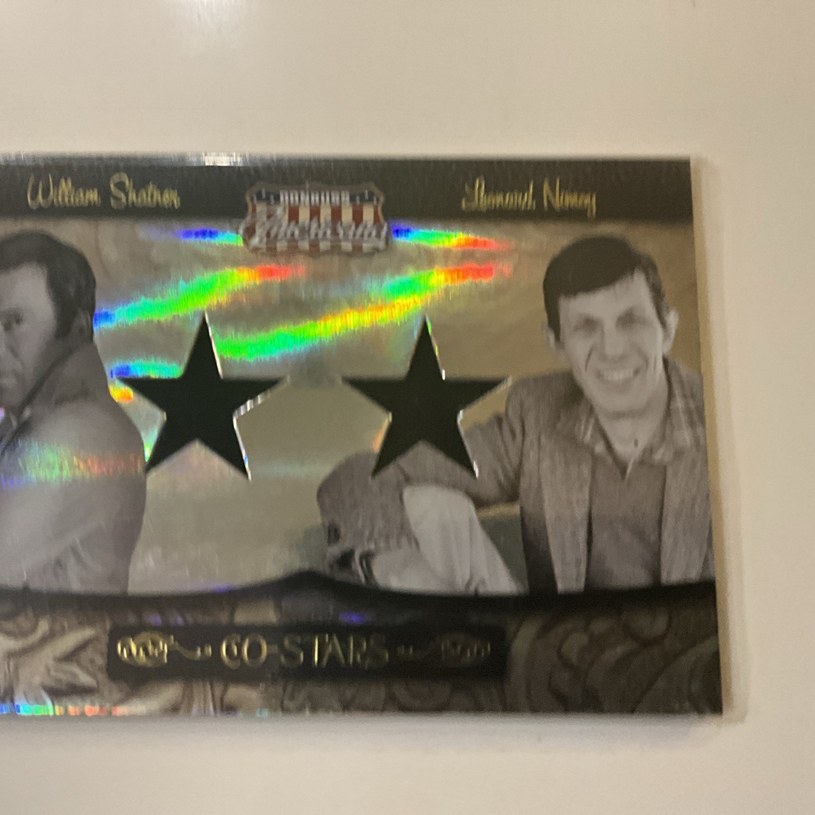 2007 Donruss William Shatner Leonard Nimoy Dual Swatch Card 11/100 2007 Donruss William Shatner Leonard Nimoy Dual Swatch Card 11/100