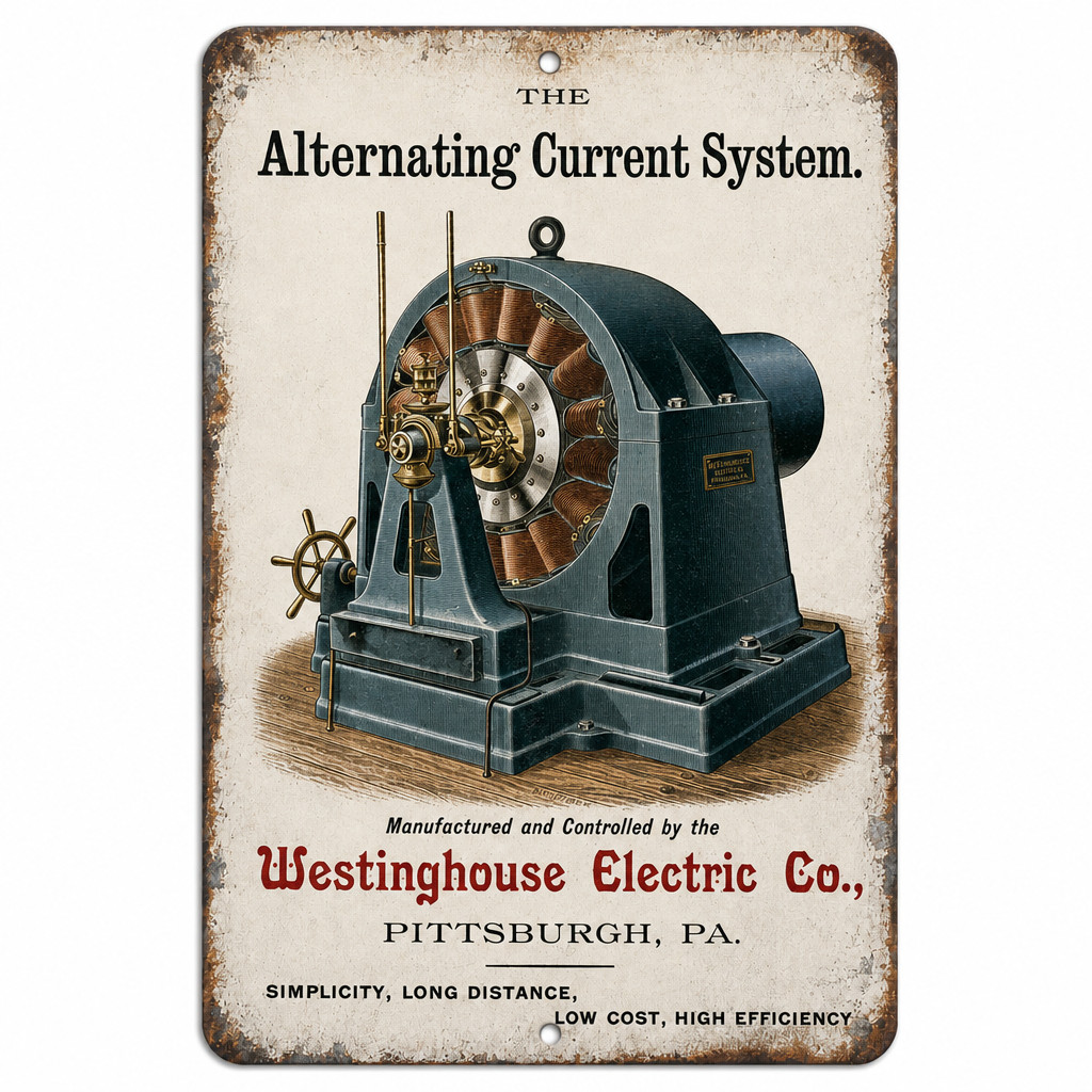 Westinghouse Electric Sign Alternating Current Vintage Ad Reproduction (3 Sizes)