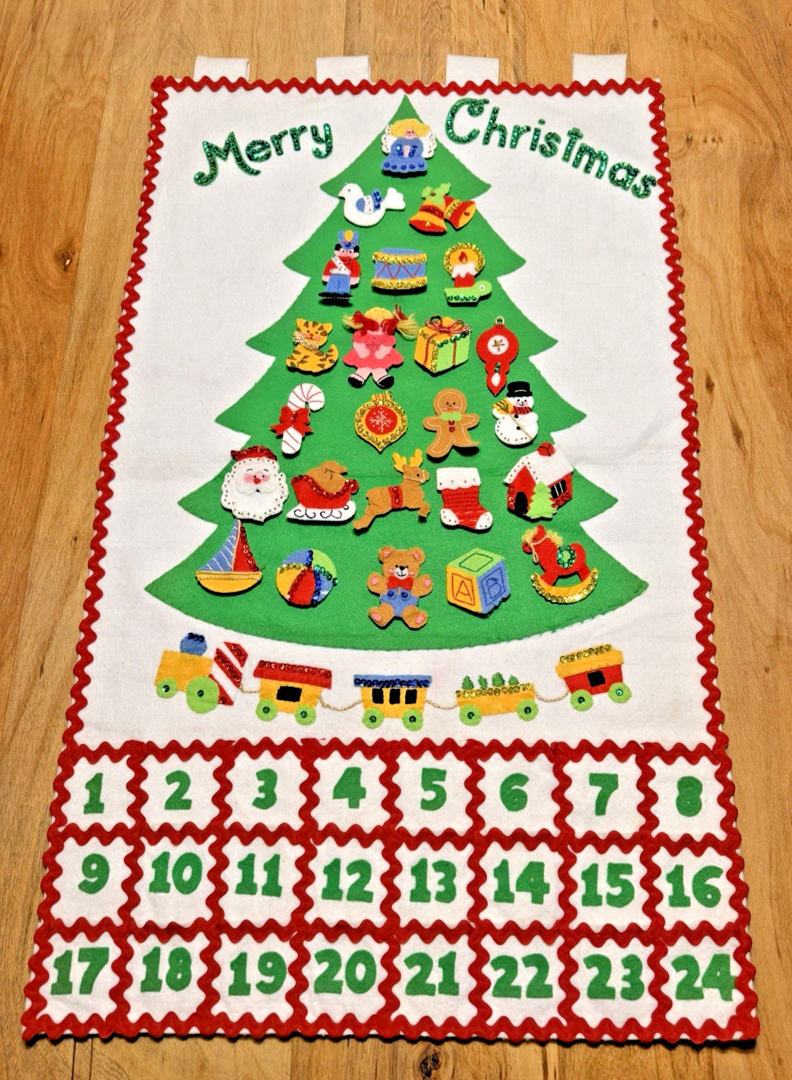 Vintage Bucilla Trim A Tree Jeweled Advent Calendar #48799 1982  Finished