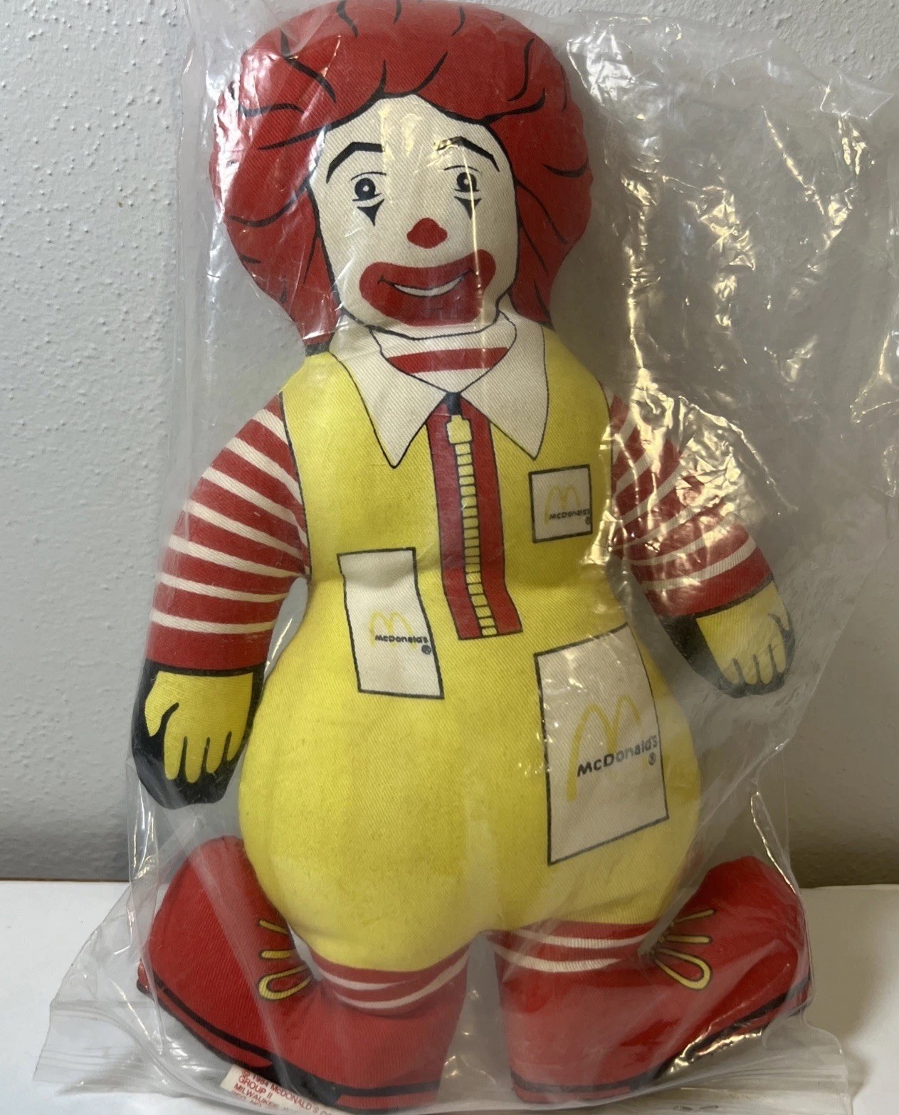 Vintage 1984 Ronald McDonald 12” Plush Doll Stuffed Toy McDonalds Promo