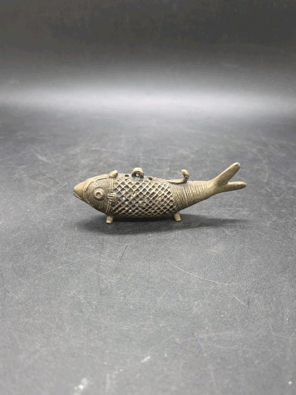 Bronze Dhokra Fish Ornament, Collectible Koi Figure 3.5\