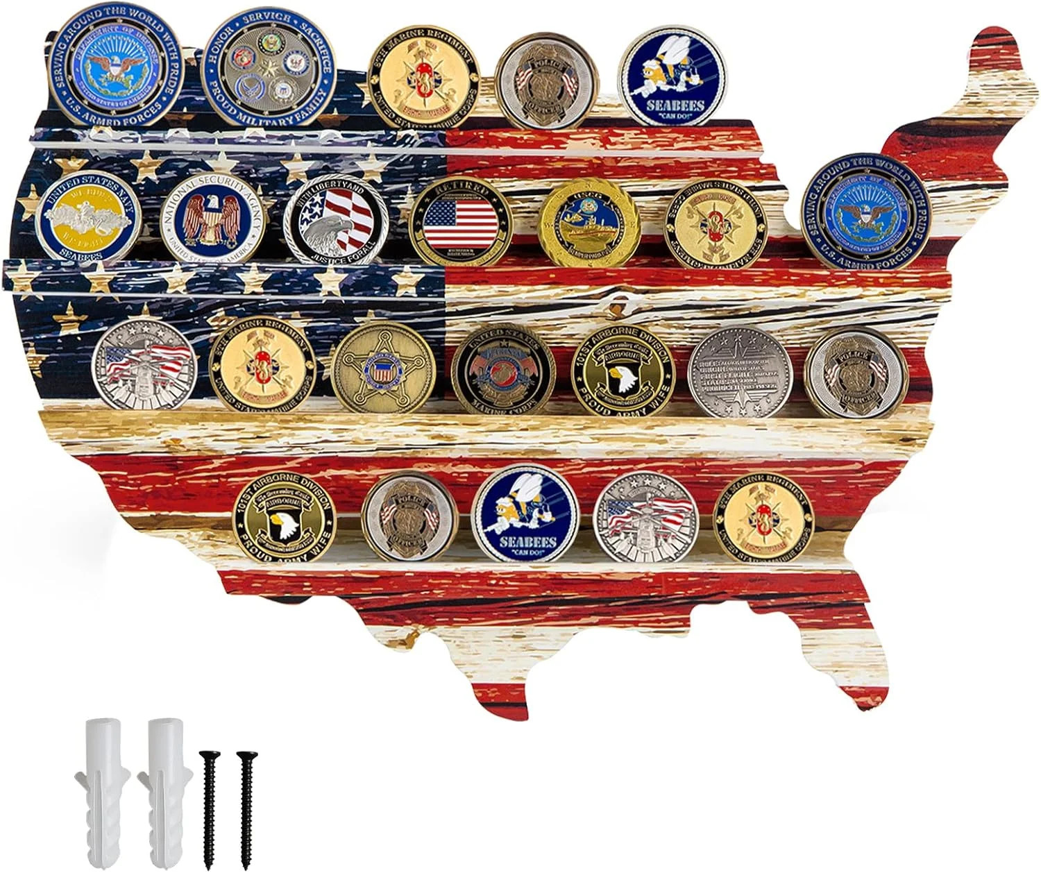 5 Row Military Coin, Wooden Coin Display Stand Challenge Coin American Wall Rack 5 Row Military Coin, Wooden Coin Display Stand Challenge Coin American Wall Rack