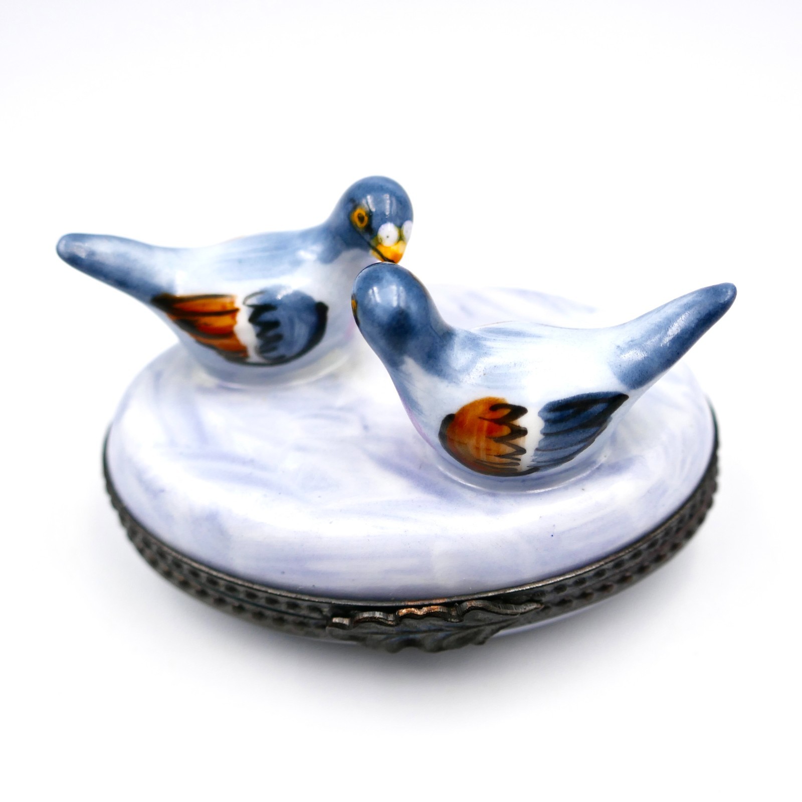 Limoges Love Birds Turtle Doves Trinket Box 2-3/8\