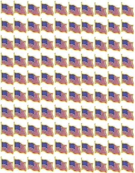 LOT OF 100 AMERICAN FLAG LAPEL PINS 0.75\