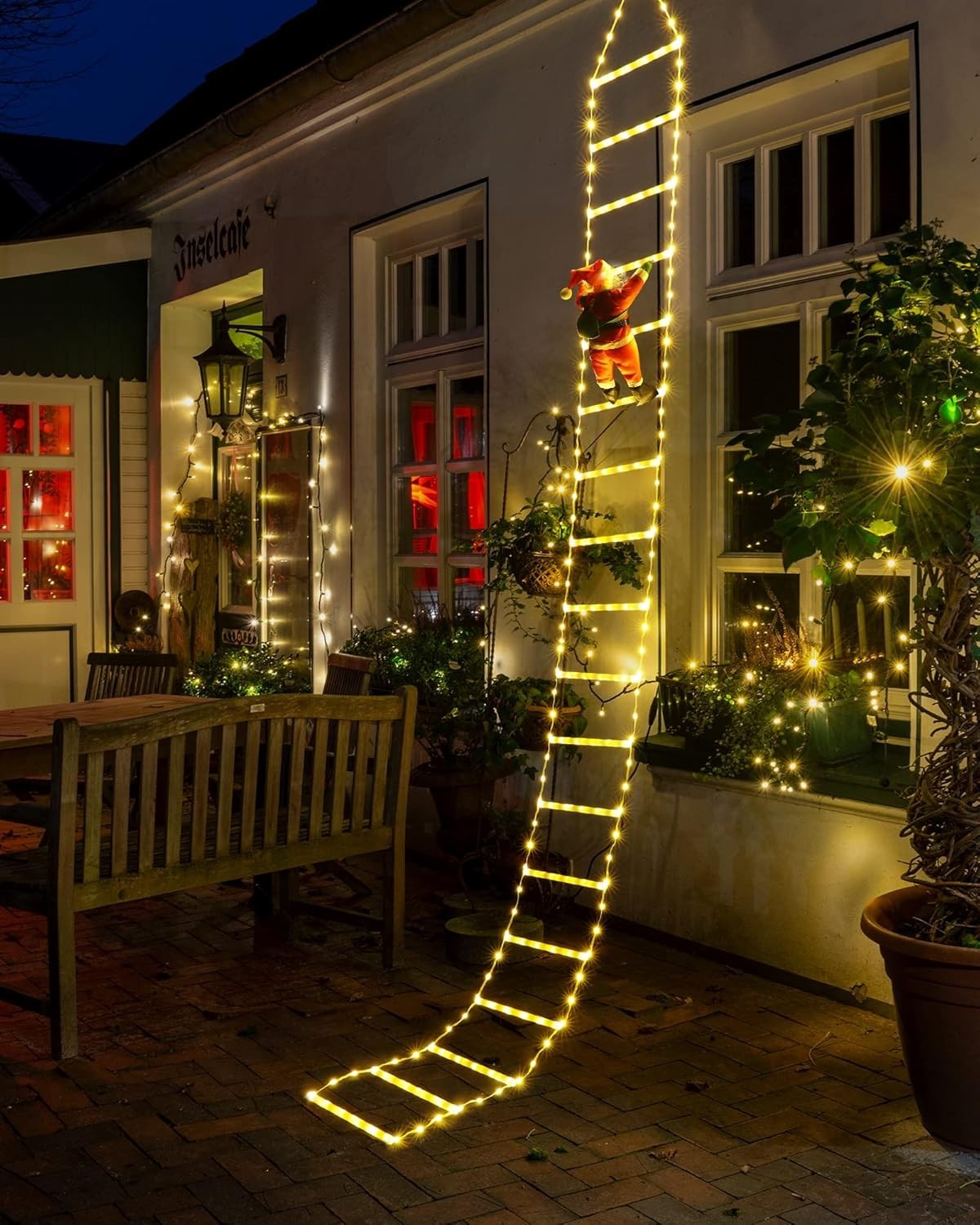 LED Christmas Lights - 10ft Christmas Decorative Ladder Lights with Santa Claus LED Christmas Lights - 10ft Christmas Decorative Ladder Lights with Santa Claus