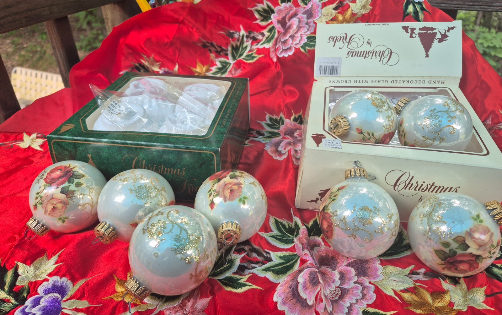 VINTAGE Lot 8 Krebs Hand Decorated Roses Glitter Original Boxes Gorgeous 325 VINTAGE Lot 8 Krebs Hand Decorated Roses Glitter Original Boxes Gorgeous 325