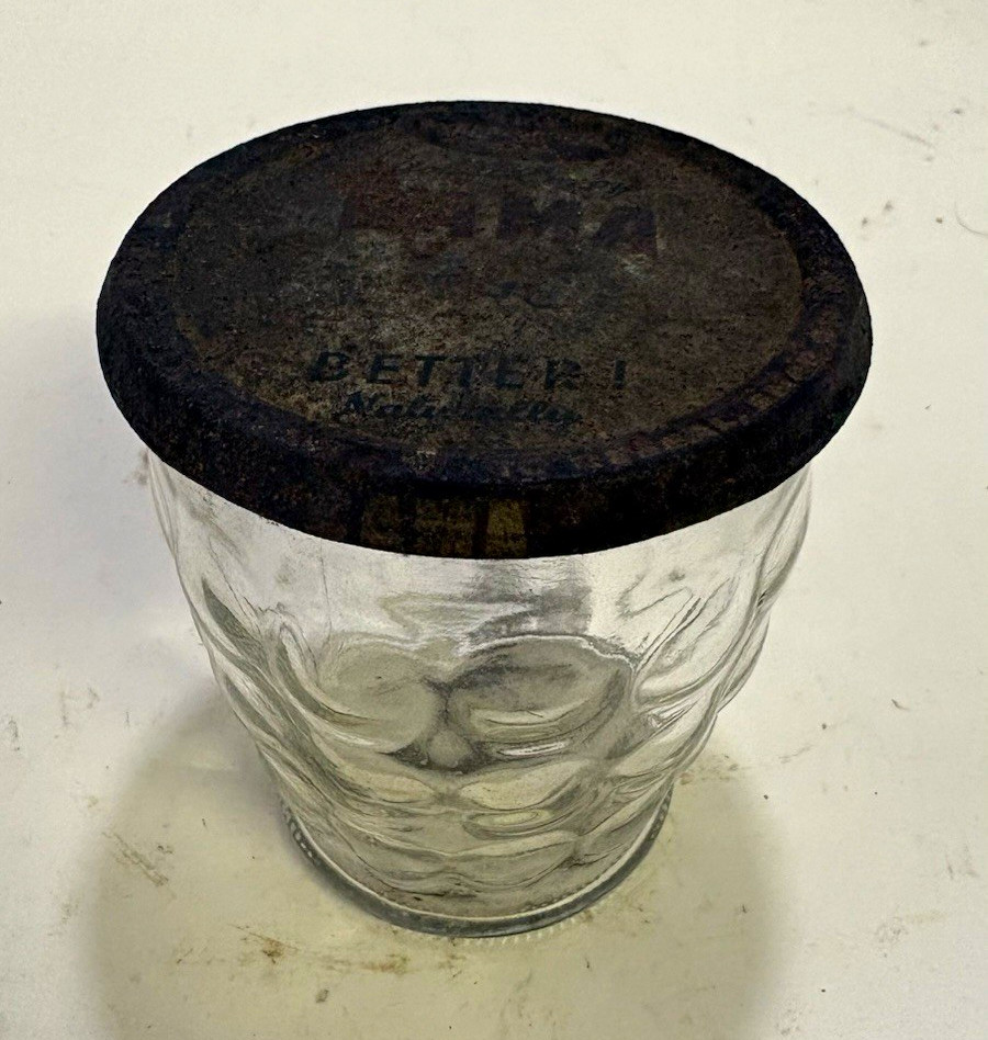 Vintage Bama Jelly Jar Juice Glass With Original Metal Lid Vintage Bama Jelly Jar Juice Glass With Original Metal Lid