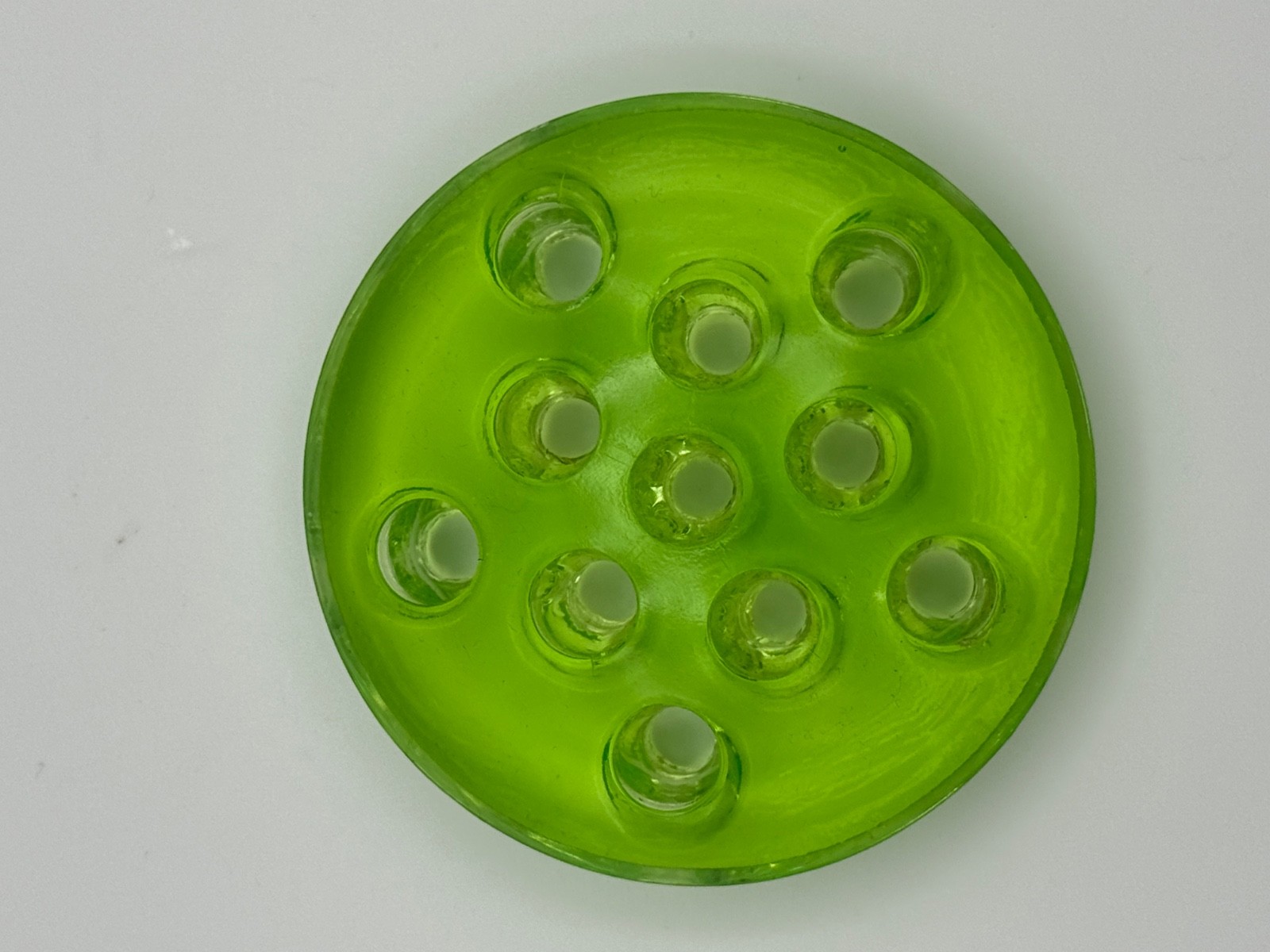 Uranium Flower Frog, 3 1/4” round, 11 holes