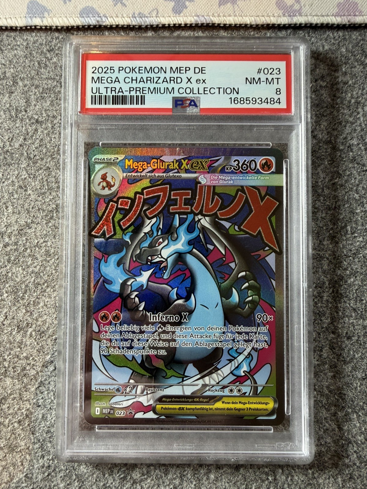 Pokemon Mega Glurak X ex Full Art Charizard DE Promo 023 Mega Evol. PSA 8 
