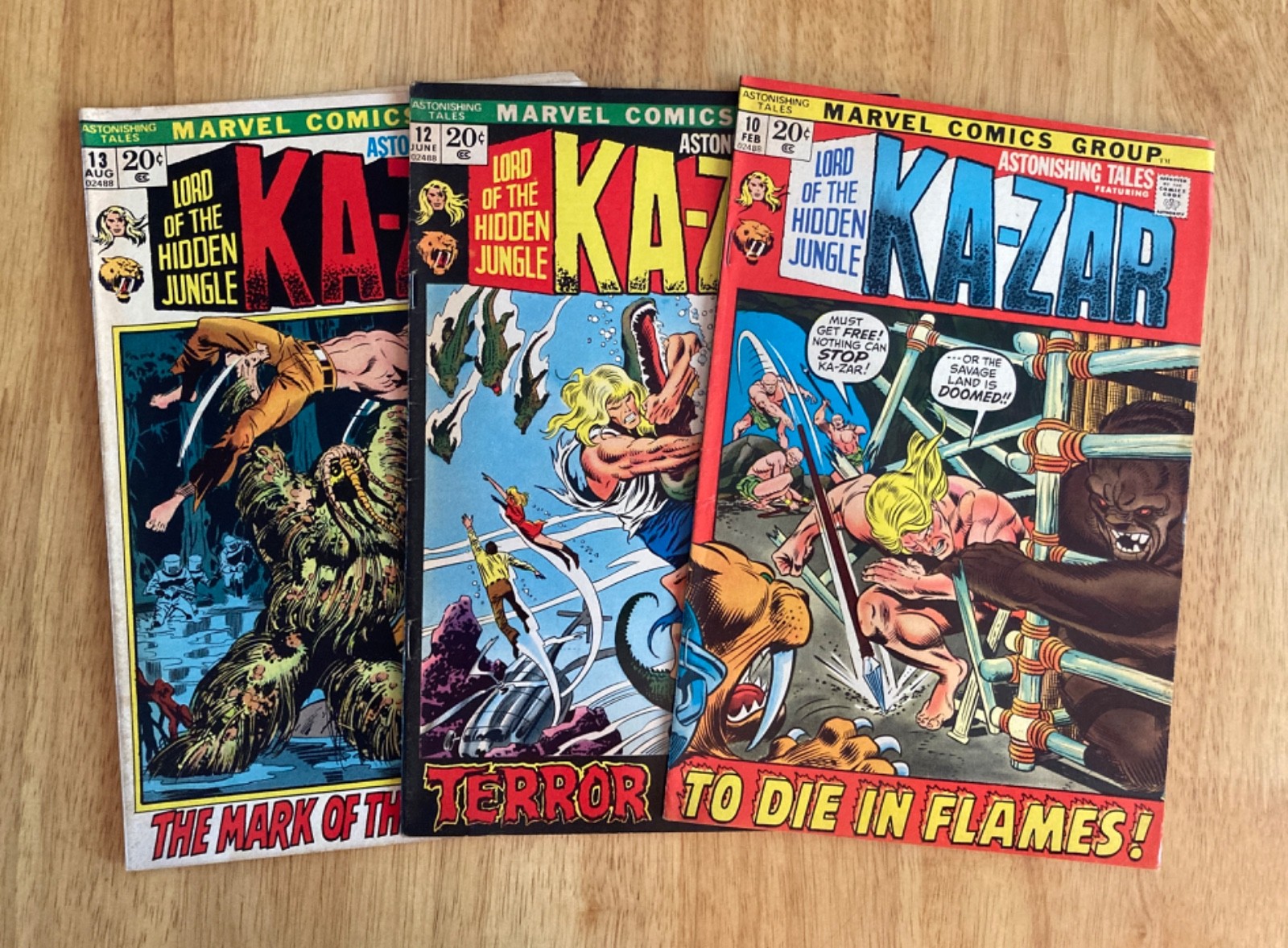 Lot of *3* 1971-72 ASTONISHING TALES/KA-ZAR: #10, 12 + 13/Key (Nice, but Read)