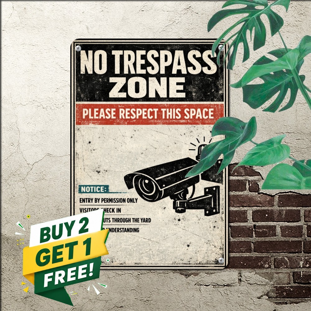 Funny Private Property Warning Sign Humorous Yard Security Metal Tin Plaque