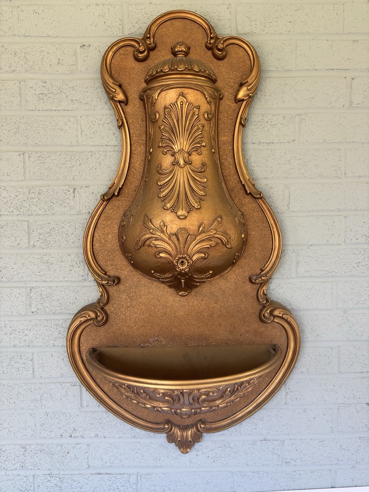 Huge Vintage Homco Fountain Planter Hollywood Regency Gold 