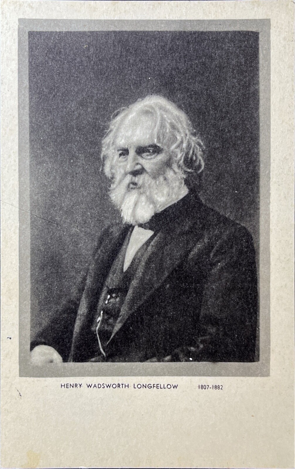 Henry Wadsworth Longfellow postcard unused