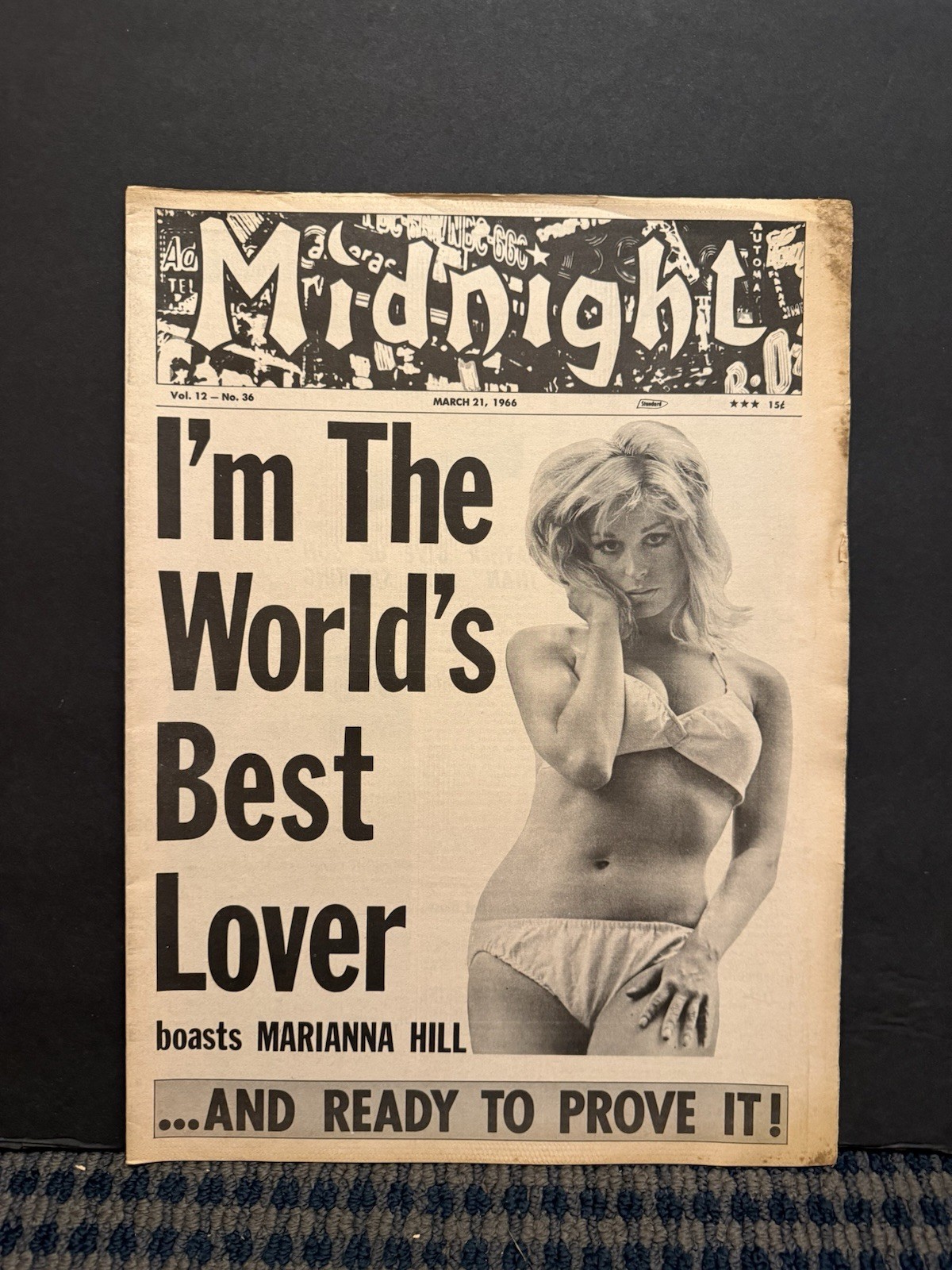 1966 March 21st MIDNIGHT Newspaper, Marianna Hill  (VRN10E)