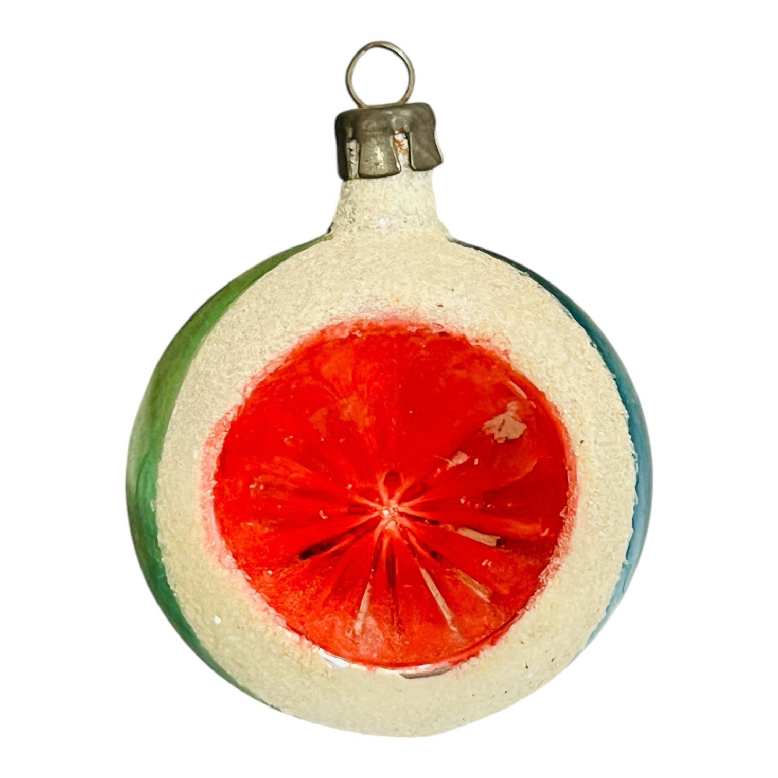 Vintage Fantasia Brand Circus Stripe Mica Miniature Glass Ornament