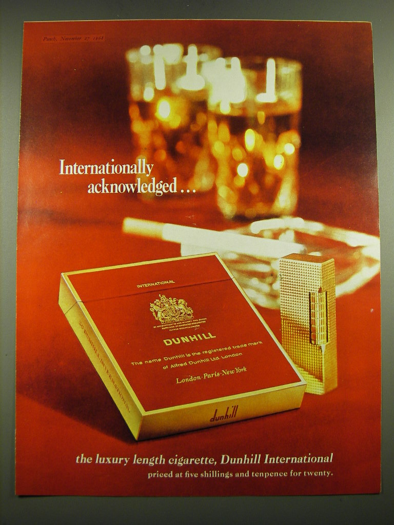 1968 Dunhill International Cigarettes Advertisement 1968 Dunhill International Cigarettes Advertisement