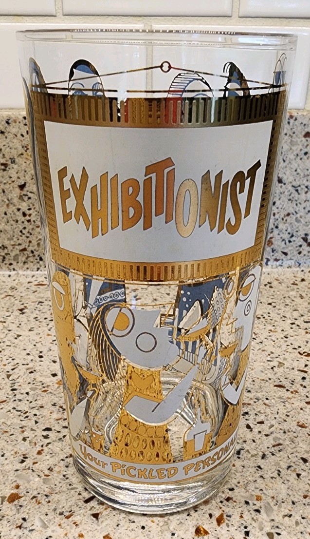 Georges Briard 22k Your Pickled Personality Exhibitionist MCM Highball Glass EXC Georges Briard 22k Your Pickled Personality Exhibitionist MCM Highball Glass EXC