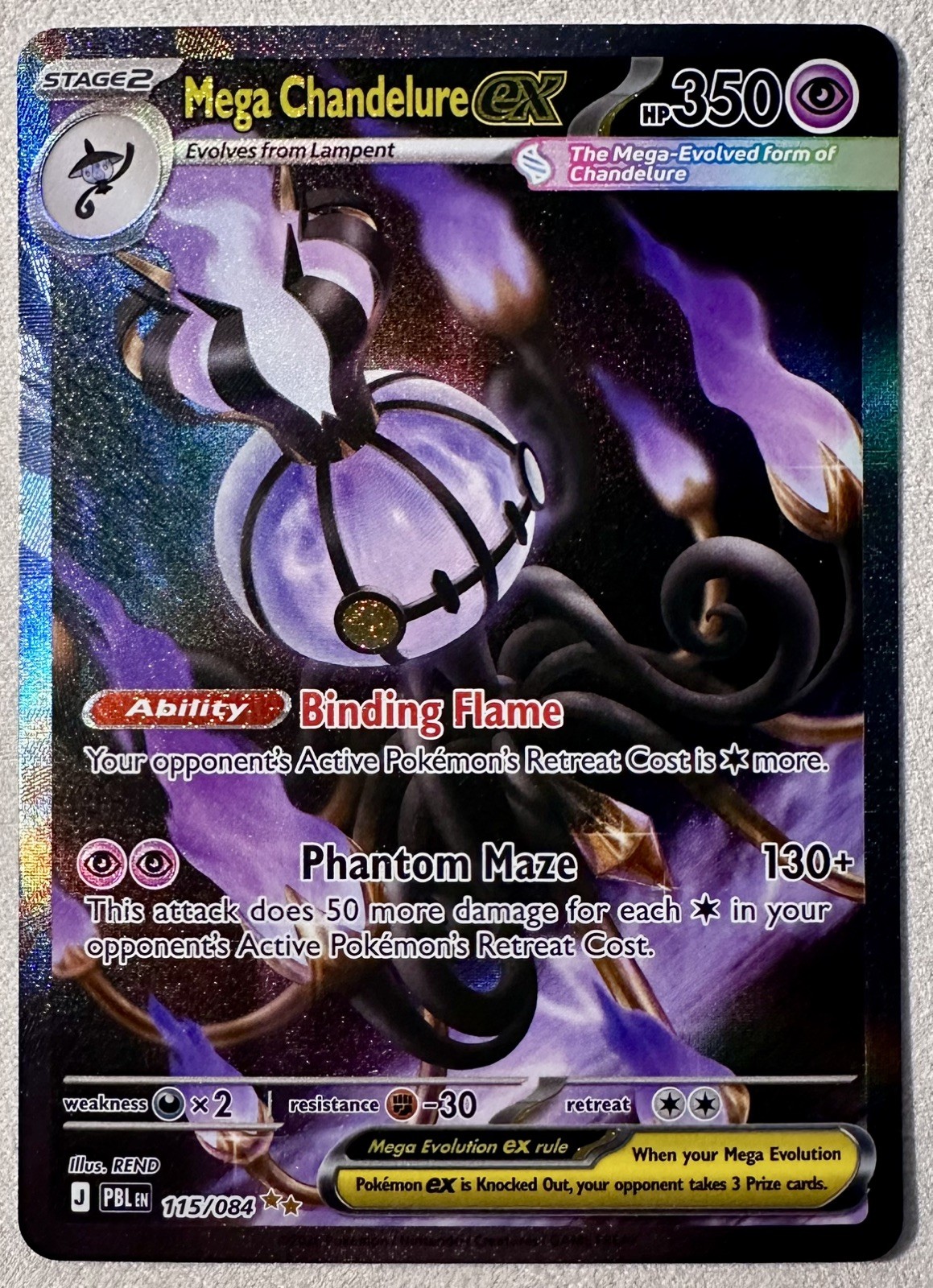 Pokemon TCG mega Chandelure ex 115/084 Me05: Pitch Black Holo English-NM Pokemon TCG mega Chandelure ex 115/084 Me05: Pitch Black Holo English-NM