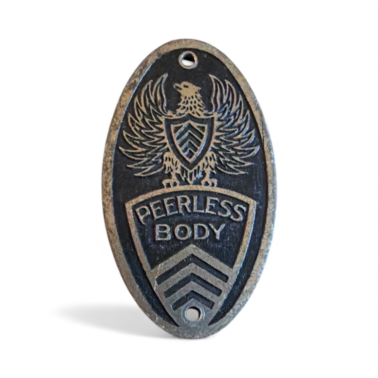 Peerless Body Tag Emblem Circa 1917-1923 Oval 1.75\ Peerless Body Tag Emblem Circa 1917-1923 Oval 1.75\