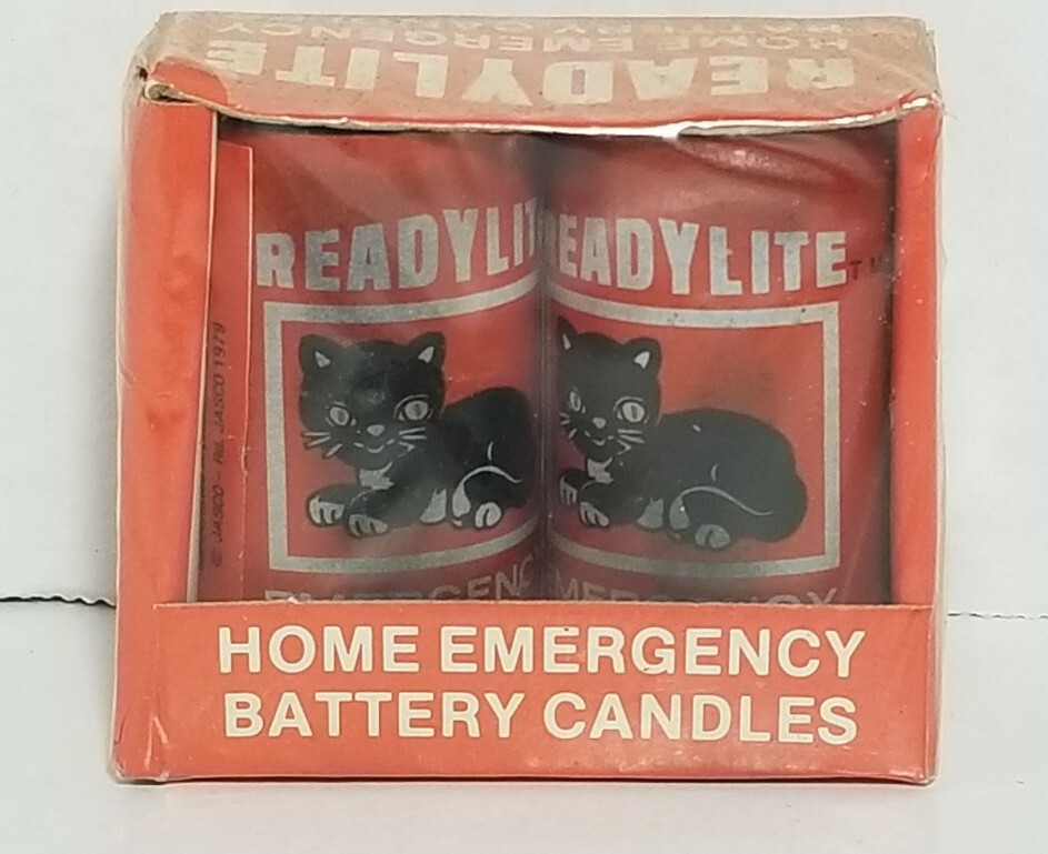 Vintage ReadyLite HOME EMERGENCY BATTERY CANDLES 1979 Cat Logo JASCO BOX of 2