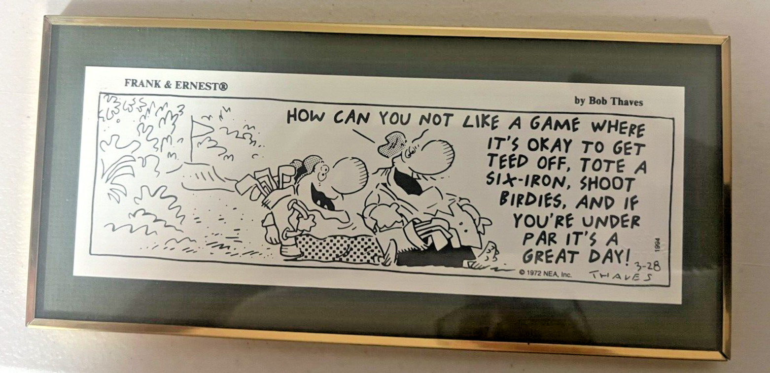 Desk Art by Classcom Inc 1994 Frank & Ernest Golf Theme Bob Thaves Embossed Auto