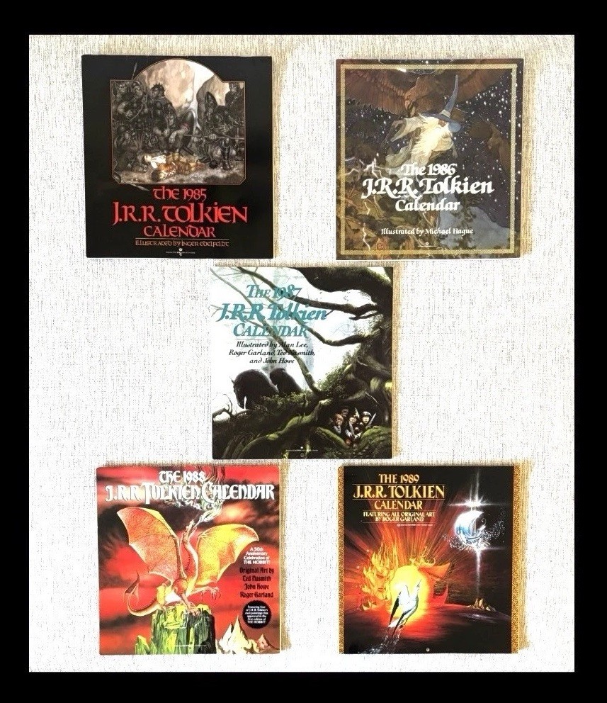 Lord of The Rings J.R.R. Tolkien Lot of 5 Vintage Calendars 1985-89 Never Used 