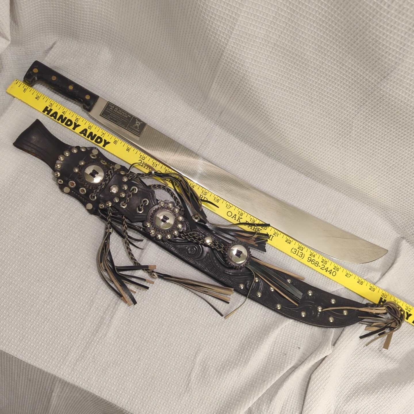 Vintage Corona No. 152K Machete Knife Made El Salvador W/ Sheath MIRROR FINISH