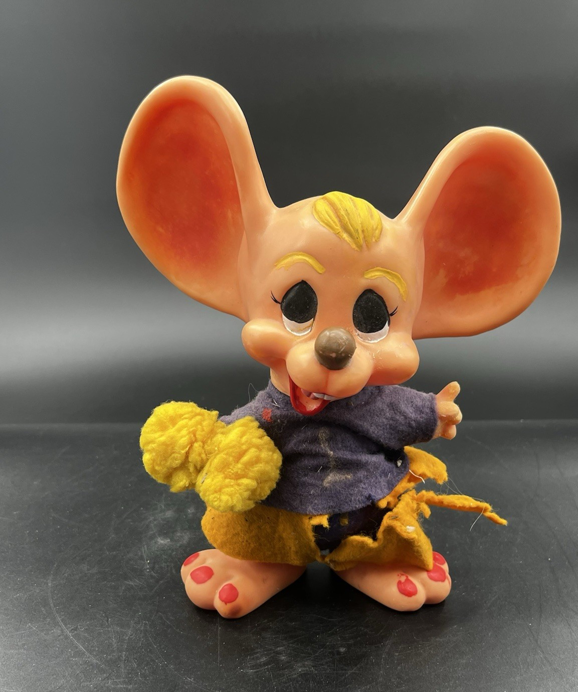 Vintage 1970 Roy Des of Fla Large Eared Mouse Bank Cheerleader Doll 10