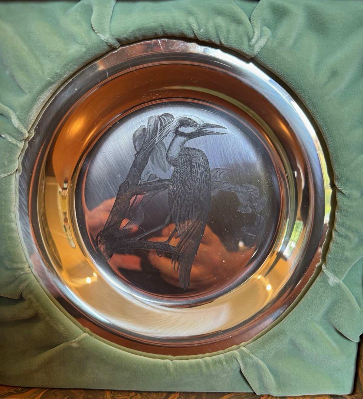 Franklin Mint Audubon Night Heron Sterling Silver Limited Edition Plate
