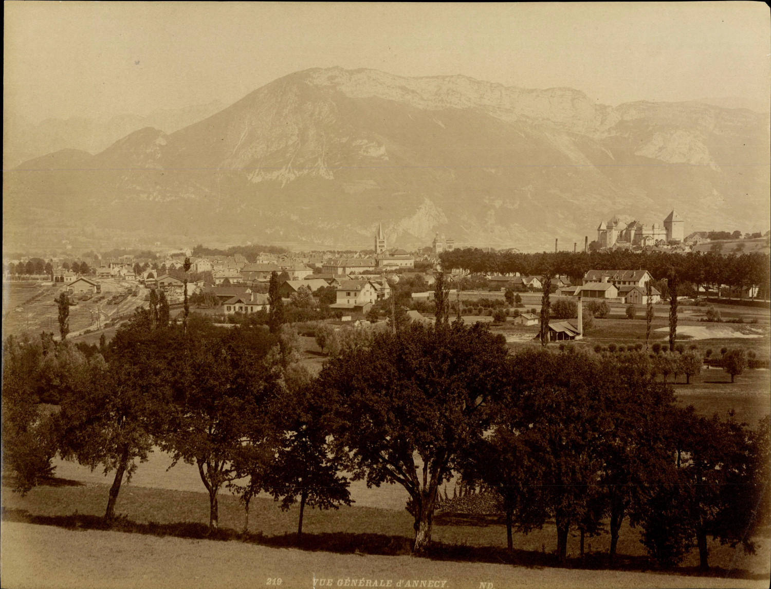 Neurdein, France, Annecy, General View Vintage Albumen Print Albumen Print 