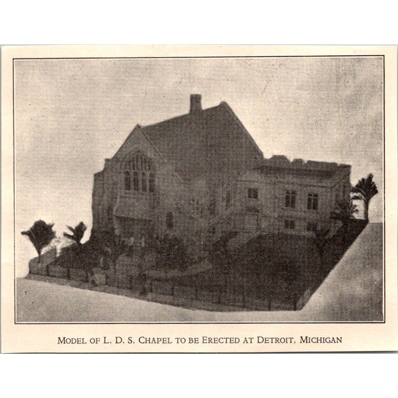 LDS Chapel Model To Be Erected Detroit MI 1928 Salt Lake City UT Clipping SAI6-6