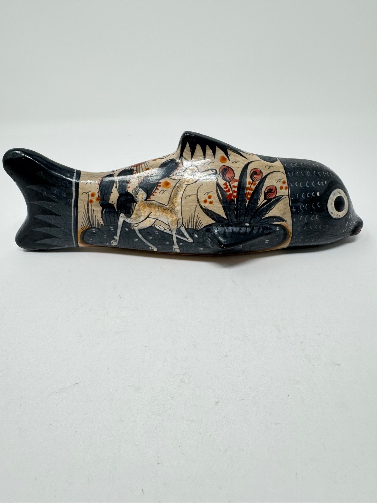 RARE VTG MEXICAN TONALA BURNISHED POTTERY FISH