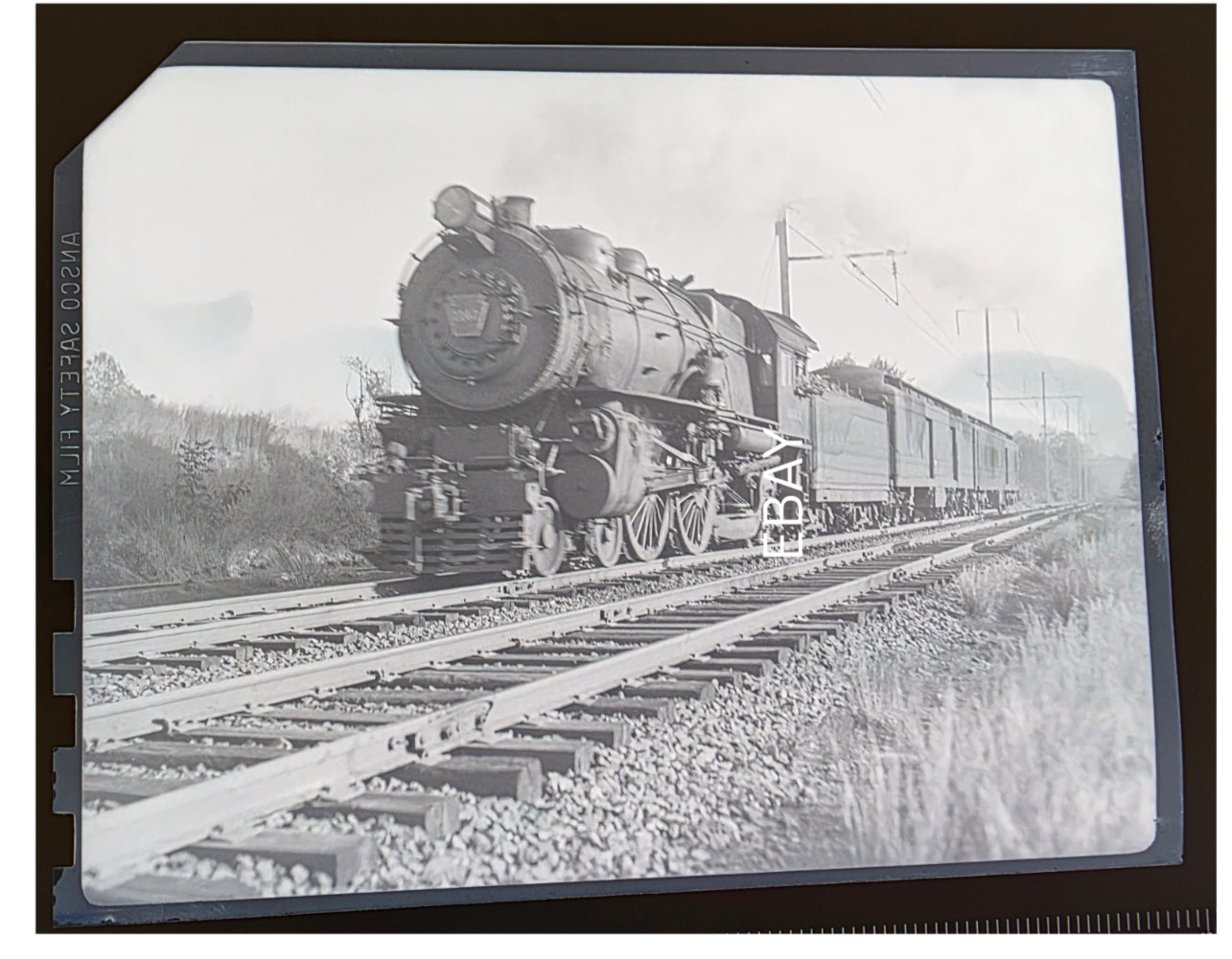 1945 PRR #1142 E6s 4-4-2 Atlantic Steam Train Clifton PA 3x4 Photo Negative