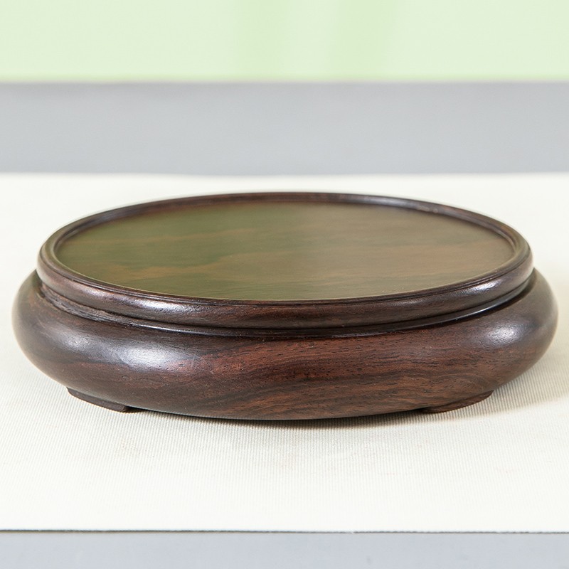 16cm Solid Wood Teapot Figure Buddha Vase Base Ebony Wood Carving Bracket