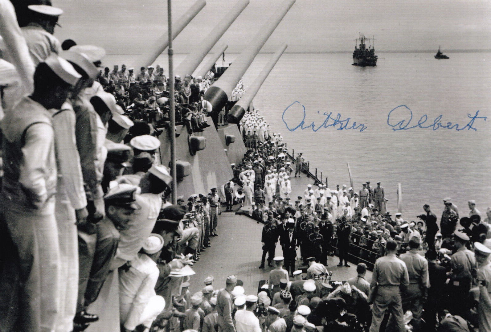 Arthur Albert Signed 4x6 Photo WWII US Navy Japanese Surrender USS Missouri