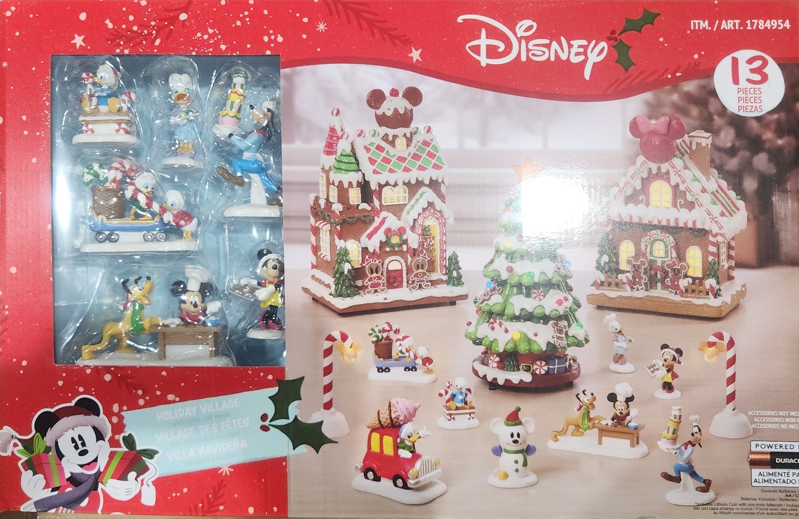Disney Holiday Village 13 Piece Christmas Ornament Set with Lights and Sound