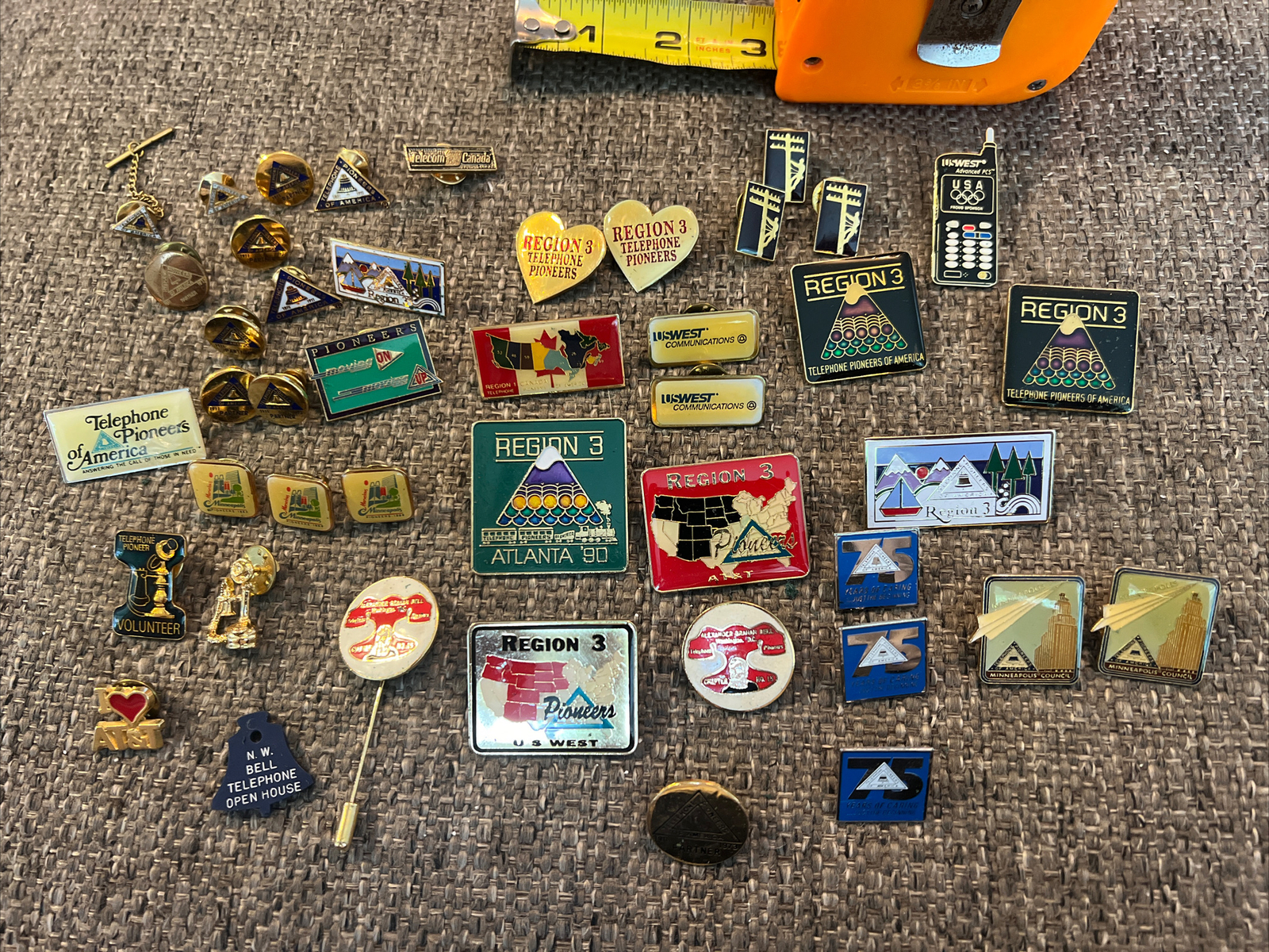 Vintage ( 44 ) Piece Lot Of Telephone Pioneer Pins  - Enamel , Rare , NICE 