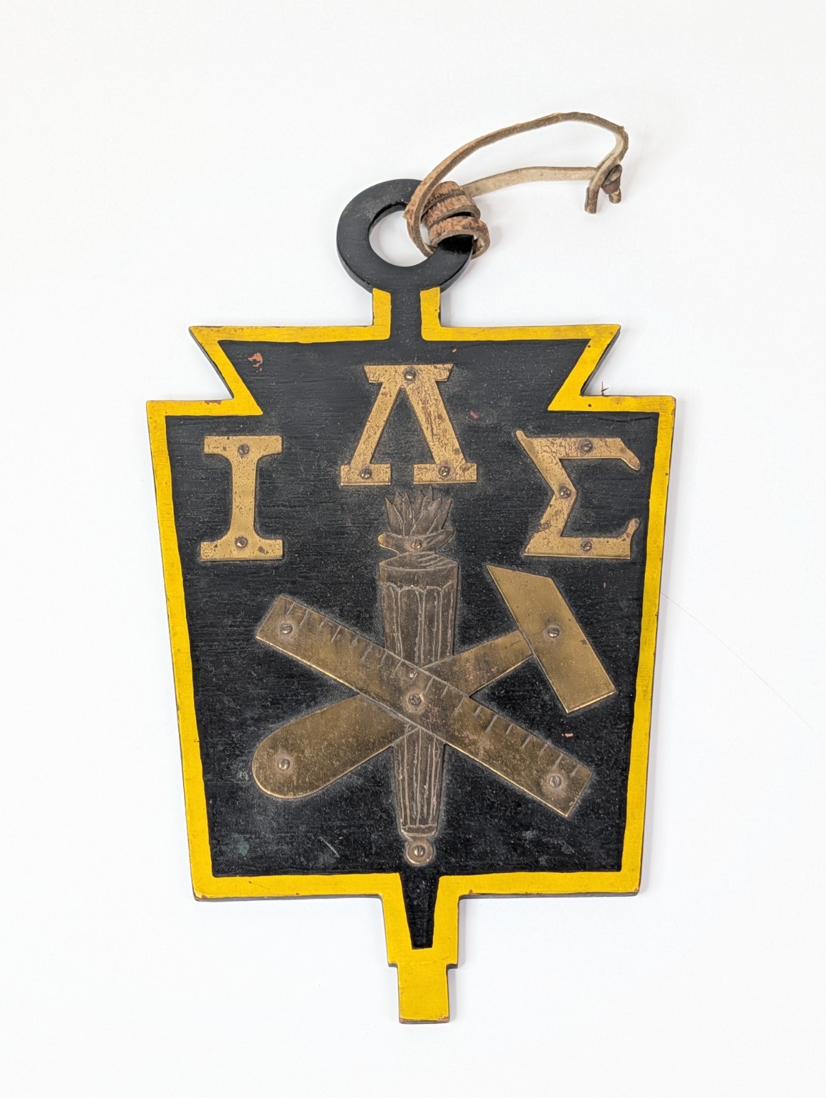 Vintage 1949 Iota Lambda Sigma Engineering Fraternity Plaque Brass Wood Signed Vintage 1949 Iota Lambda Sigma Engineering Fraternity Plaque Brass Wood Signed