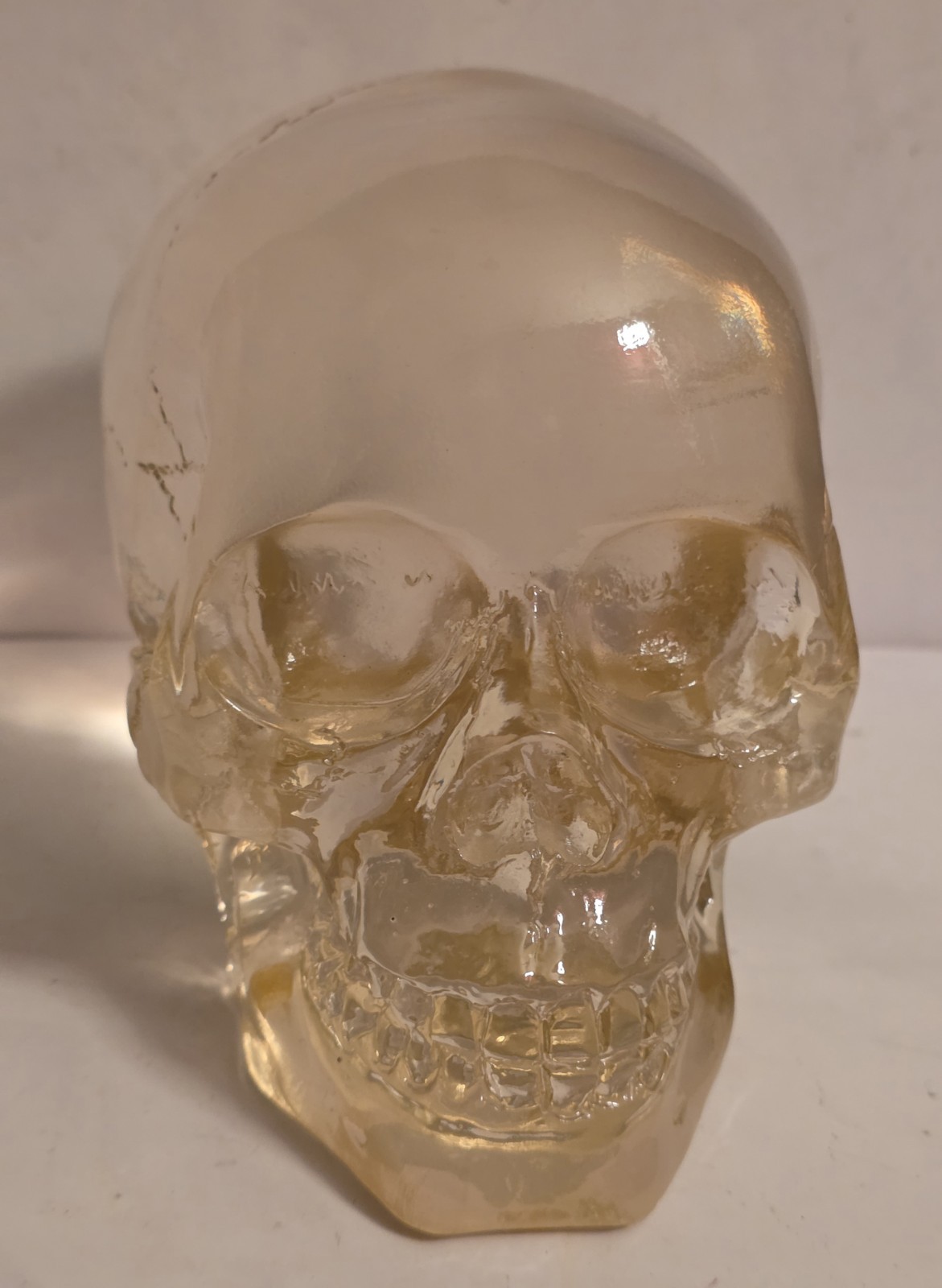 Vtg Y2K Pacific Giftware Veronese Clear Resin Skull Hand Painted Witchy Goth 