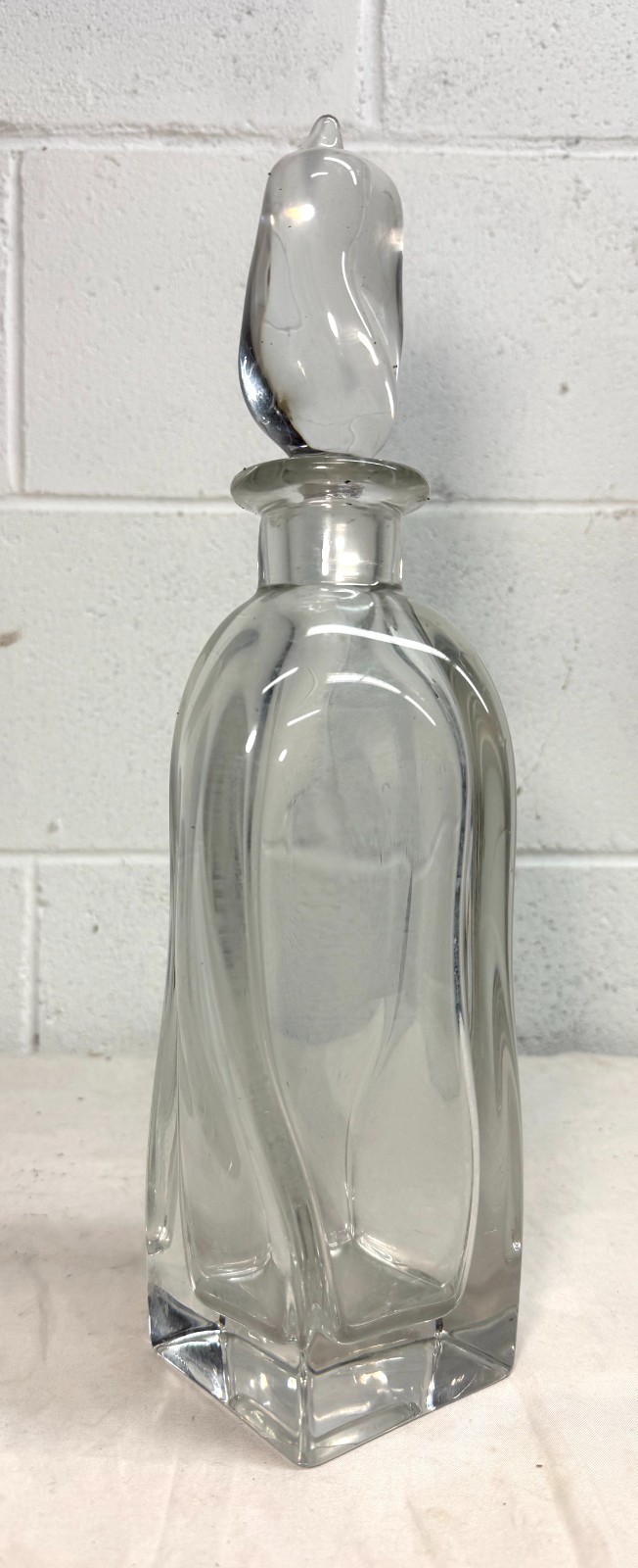LARGE vintage hand blown signed Daum swirled clear crystal decanter glass bottle LARGE vintage hand blown signed Daum swirled clear crystal decanter glass bottle